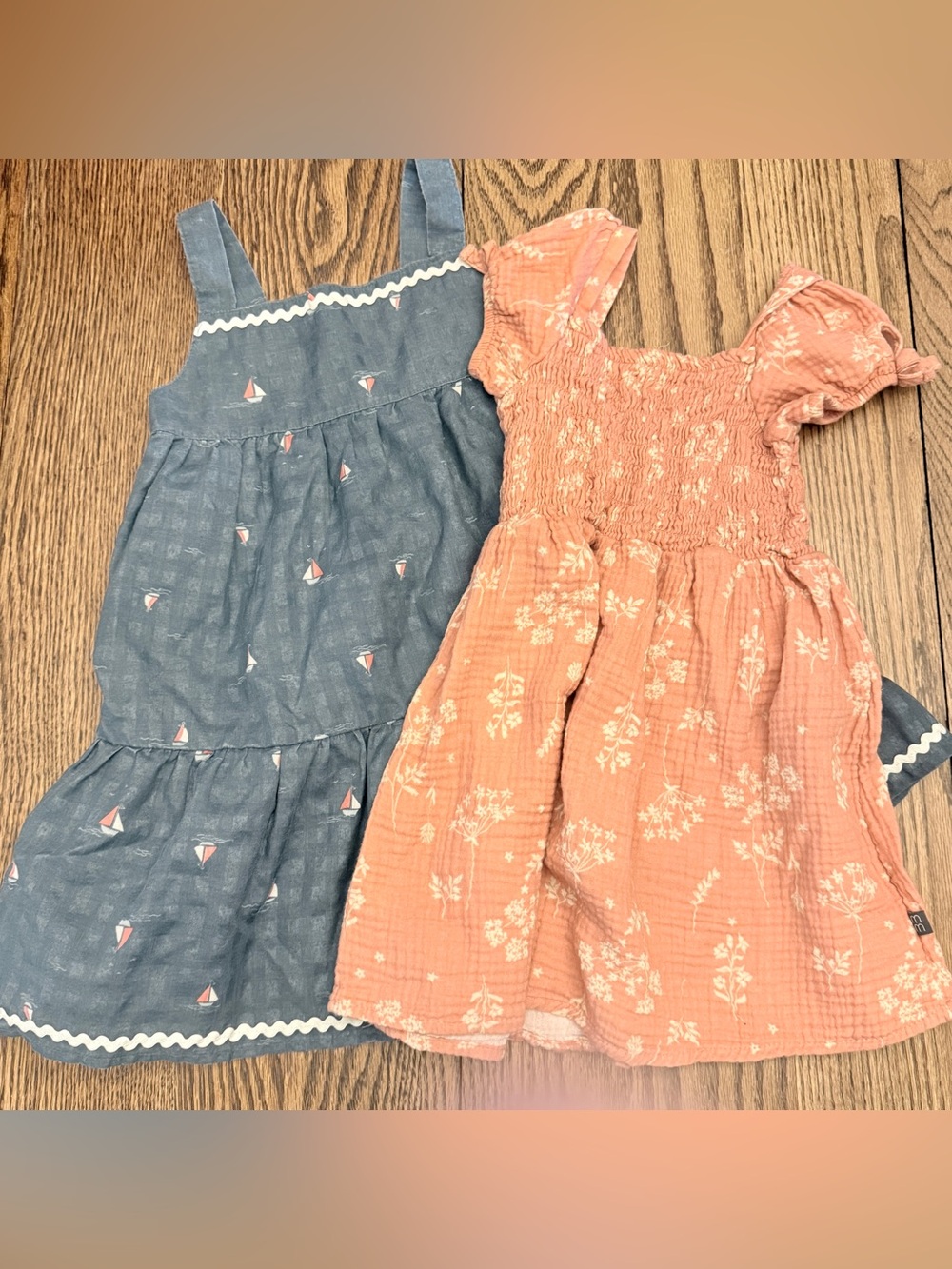 Modern Moments Summer Dress Lot Sz 4T EUC Floral Sailboats Ric Rac Trim TT